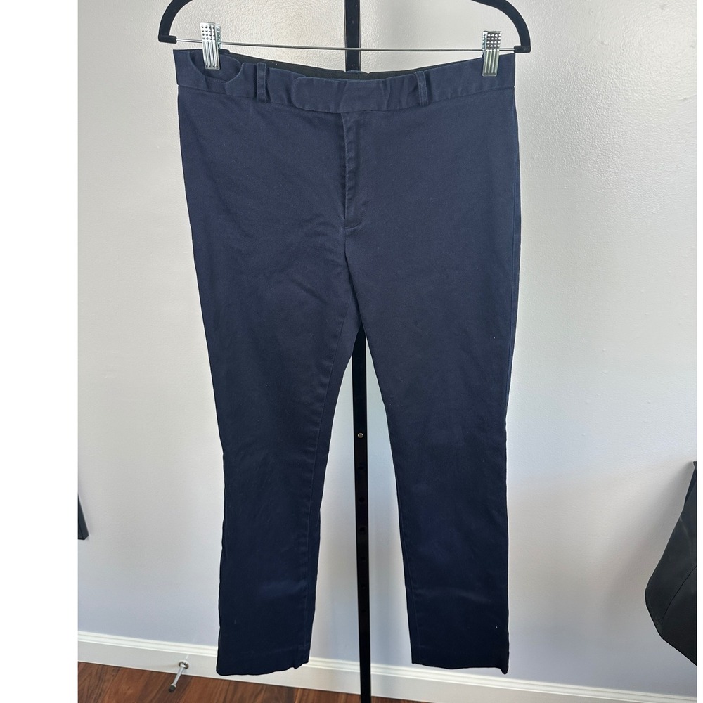 Ralph Lauren Navy Blue Cotton Blend Chinos Mid Rise Women Size 10 Classic Casual
